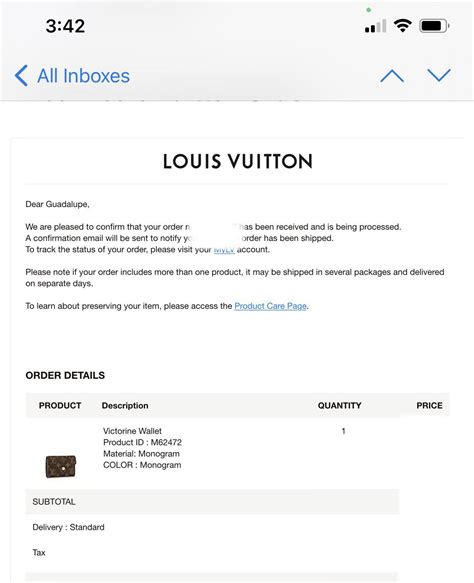 track louis vuitton order|louis vuitton order number.